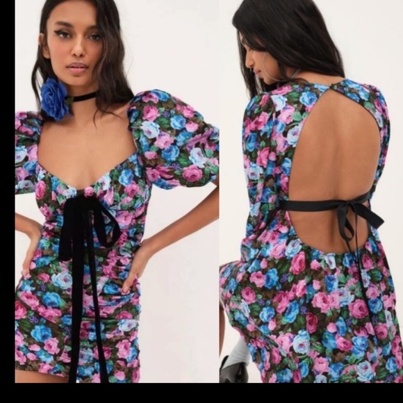 For Love And Lemons Dresses & Skirts - For Love & Lemons Marley mini backless floral dress NWT
